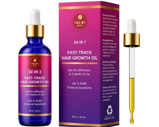 Hair Growth Mixture, Fast Track Hair Oil (34 in 1) for rapid growth, Moisturizer, restore scalp, blend of exotic oils and rare botanical extracts. For all hair types. 2 fl oz