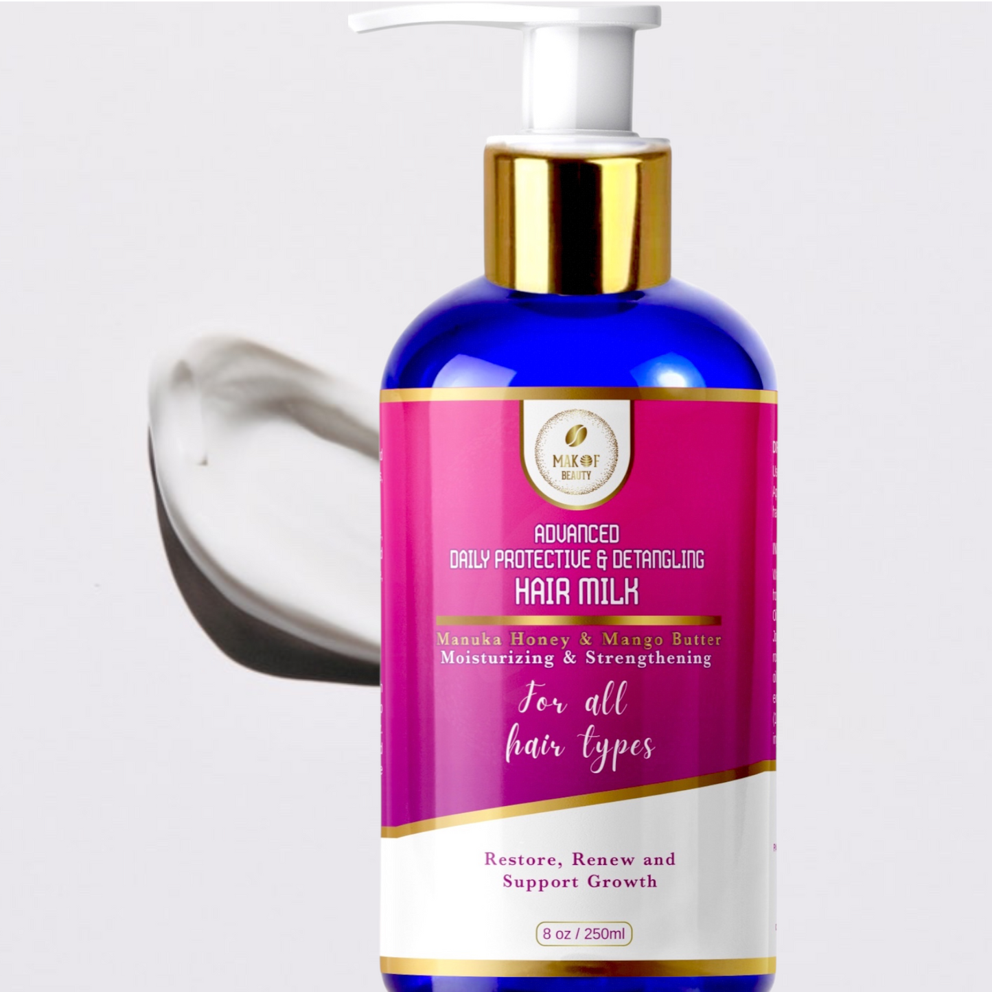 Leave-In Conditioner for Curly & Natural Hair - Detangling Hair Milk Moisturizer, Hydrates Dry Hair, Reduces Breakage & Frizz with Manuka Honey and Mango Butter - 8 oz.