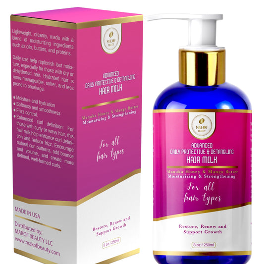 Leave-In Conditioner for Curly & Natural Hair - Detangling Hair Milk Moisturizer, Hydrates Dry Hair, Reduces Breakage & Frizz with Manuka Honey and Mango Butter - 8 oz.